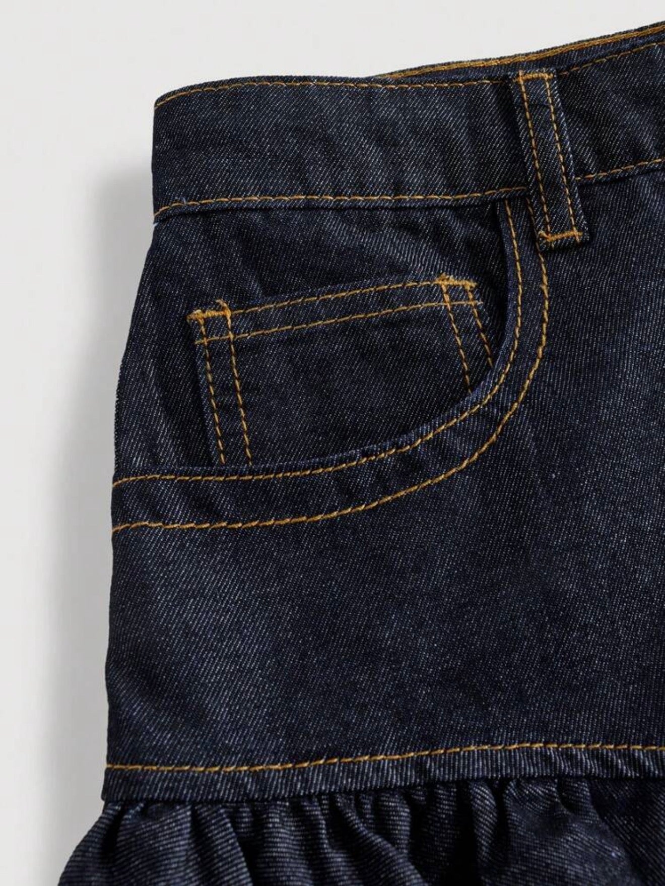 Flounce Hem Denim Skirt