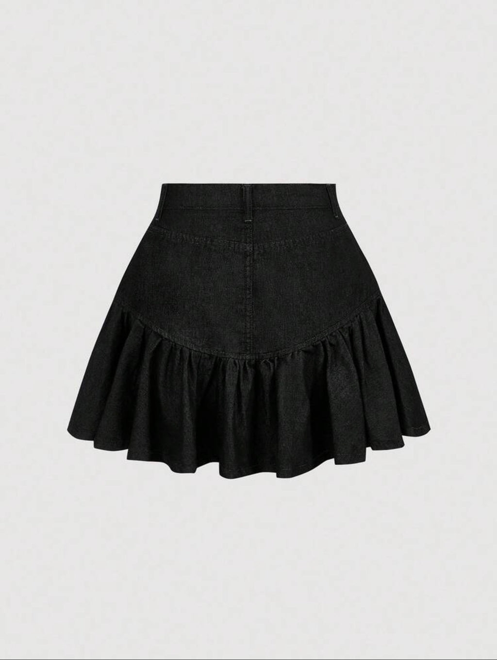 Flounce Hem Denim Skirt