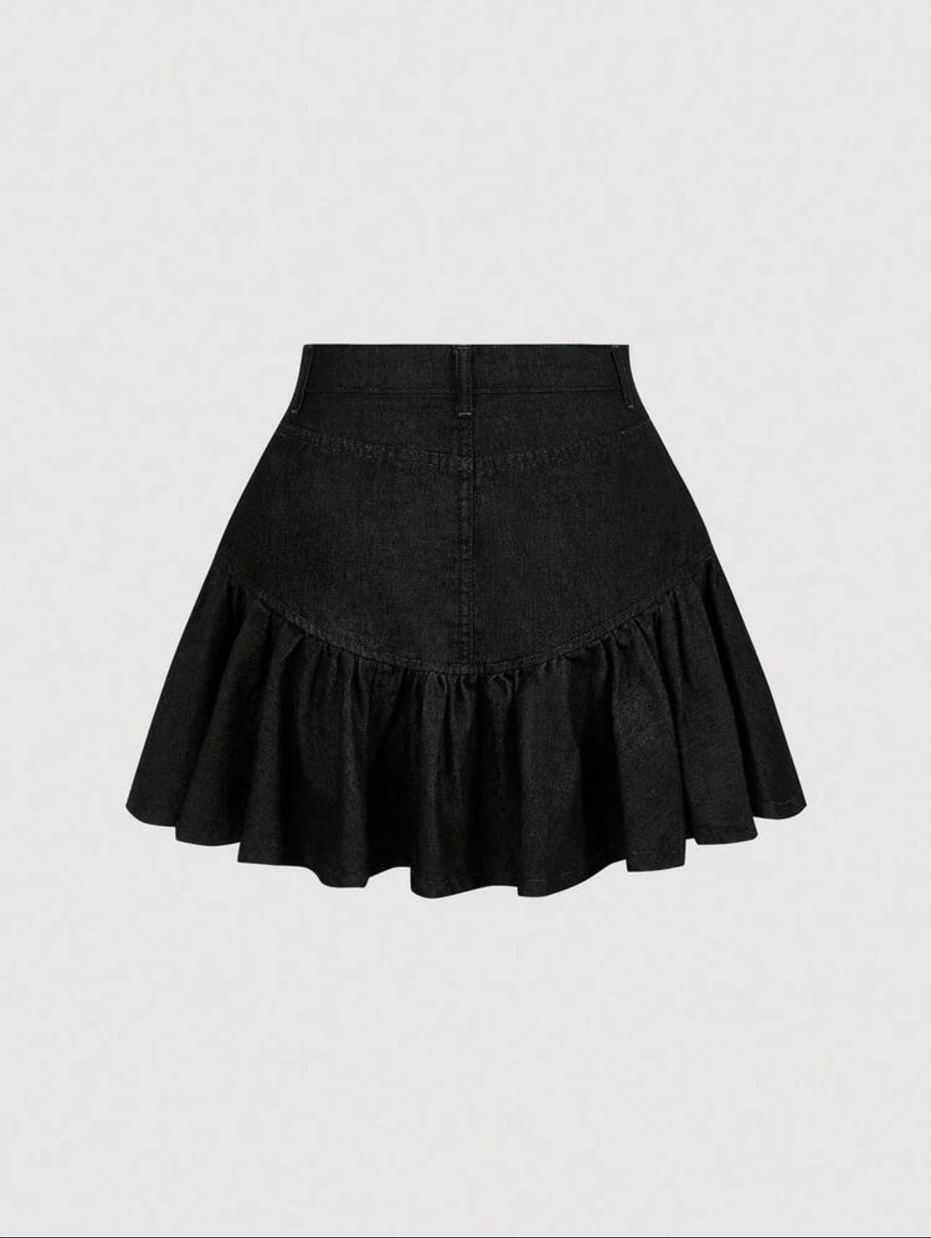 Flounce Hem Denim Skirt