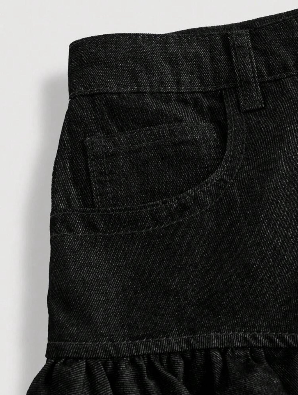 Flounce Hem Denim Skirt