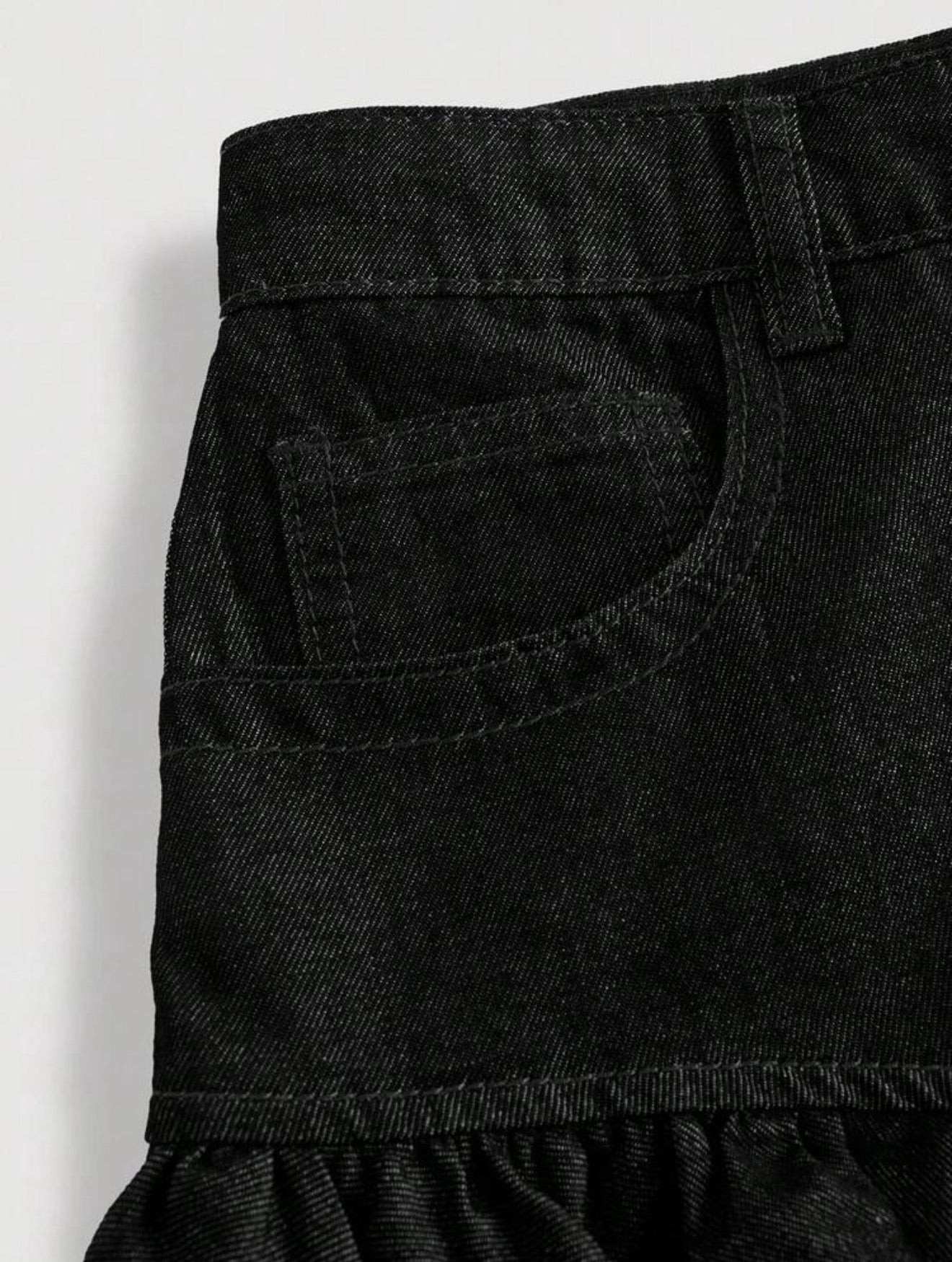 Flounce Hem Denim Skirt