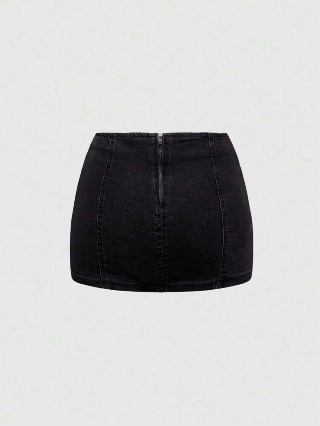 Triple Buckle Denim Mini Skirt