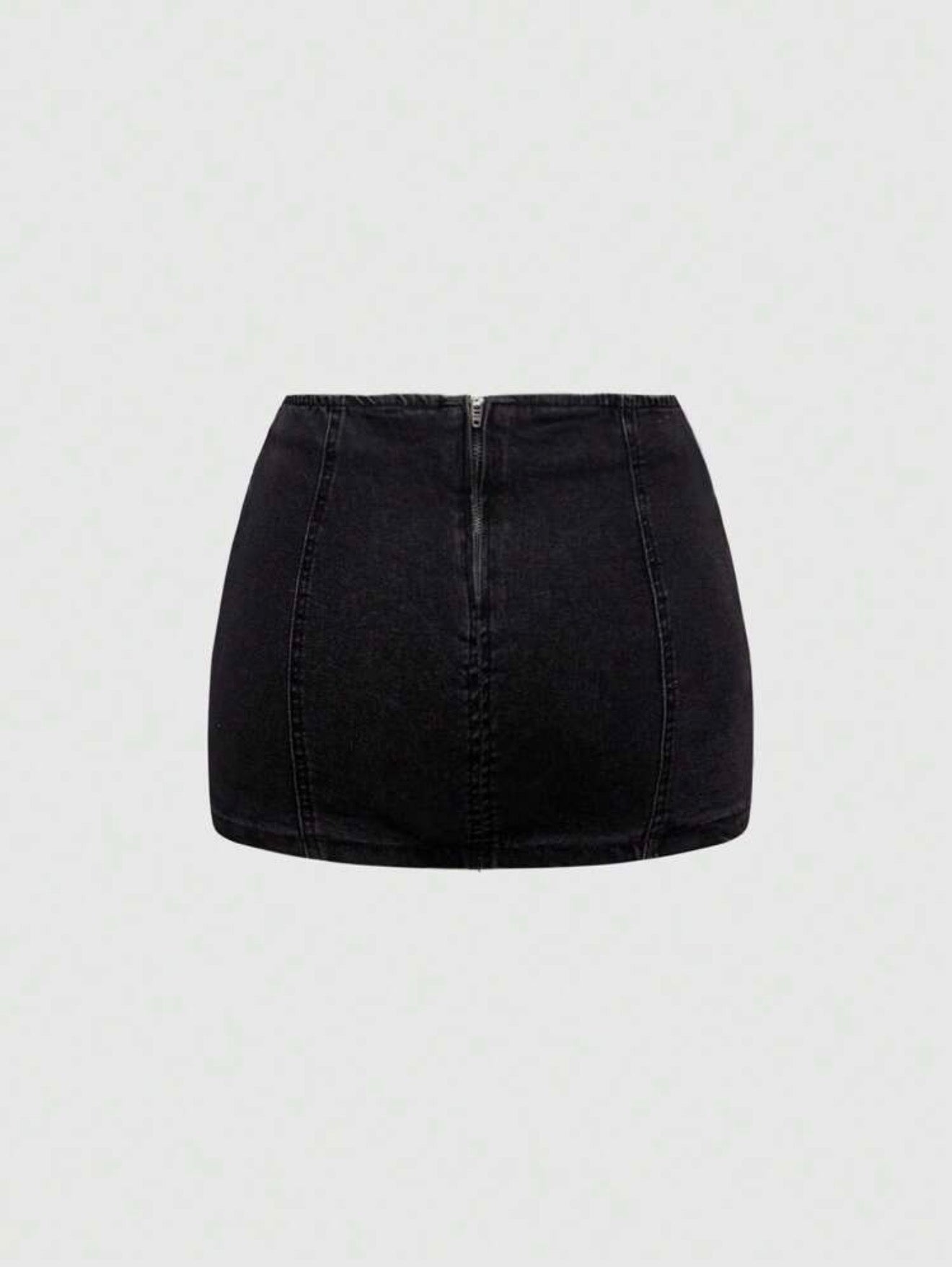 Triple Buckle Denim Mini Skirt
