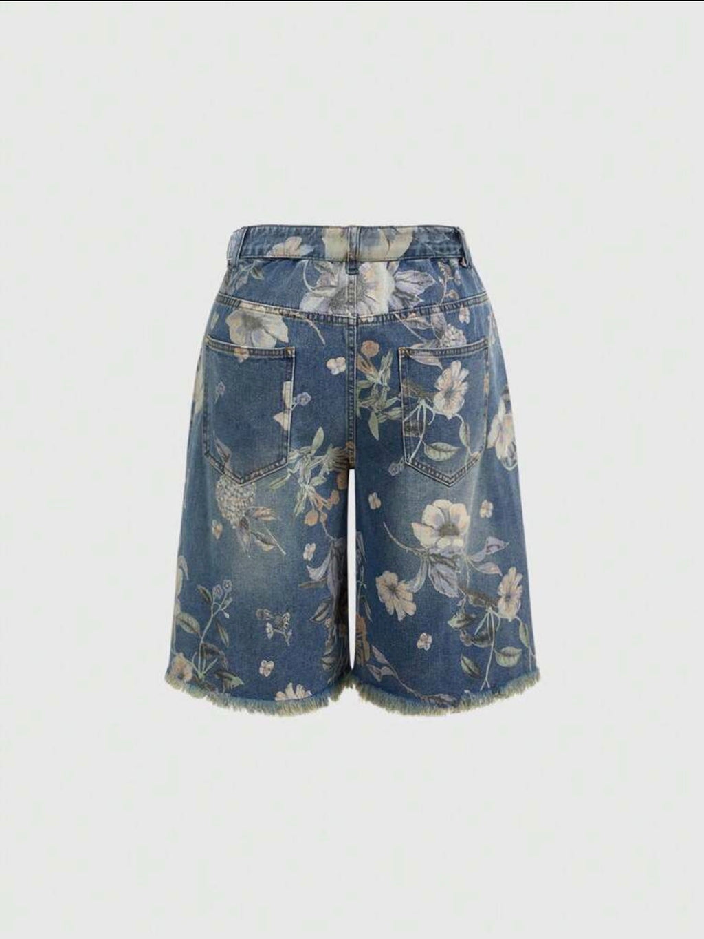 Floral Print Distressed Bermuda Shorts