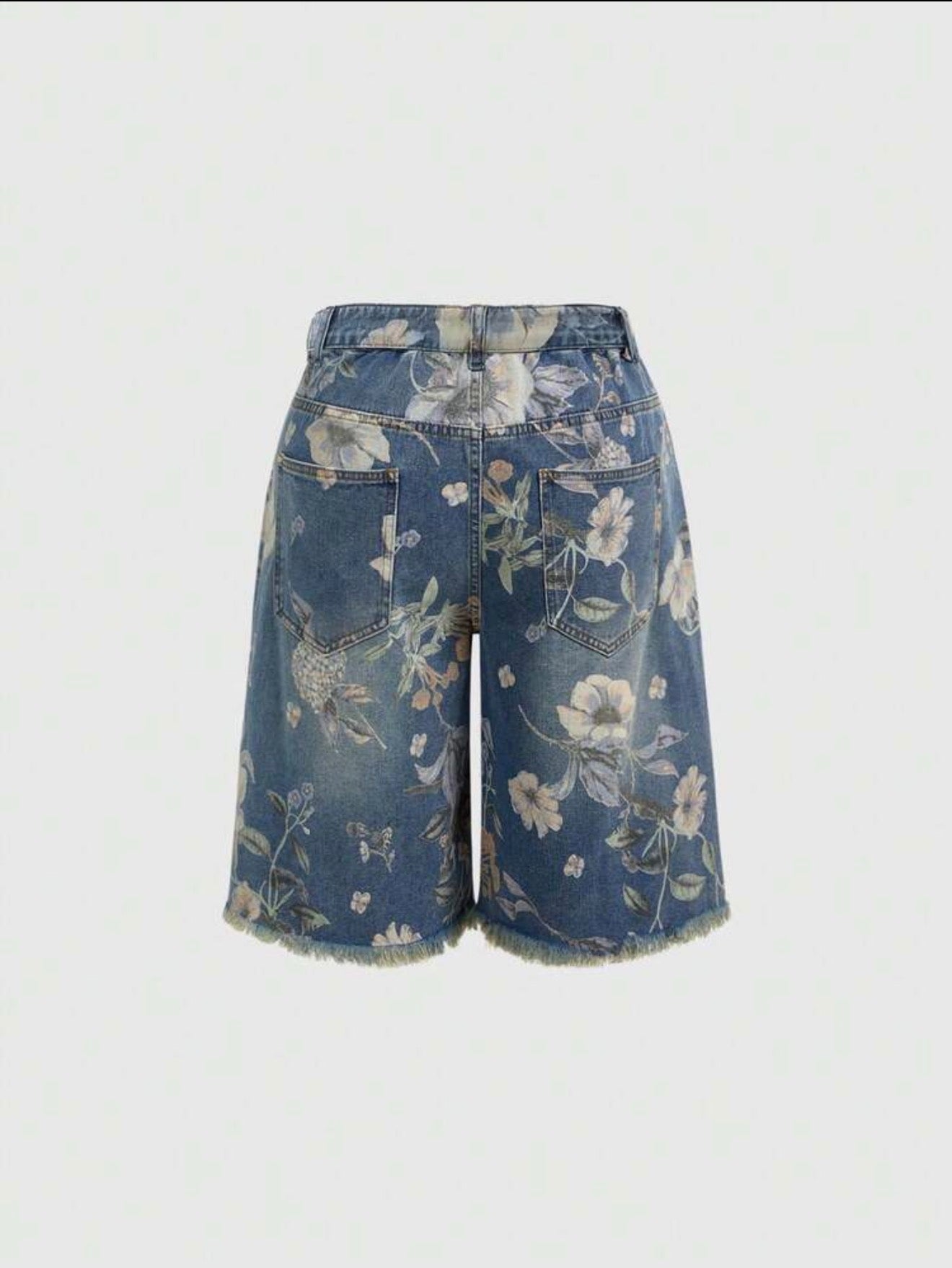 Floral Print Distressed Bermuda Shorts
