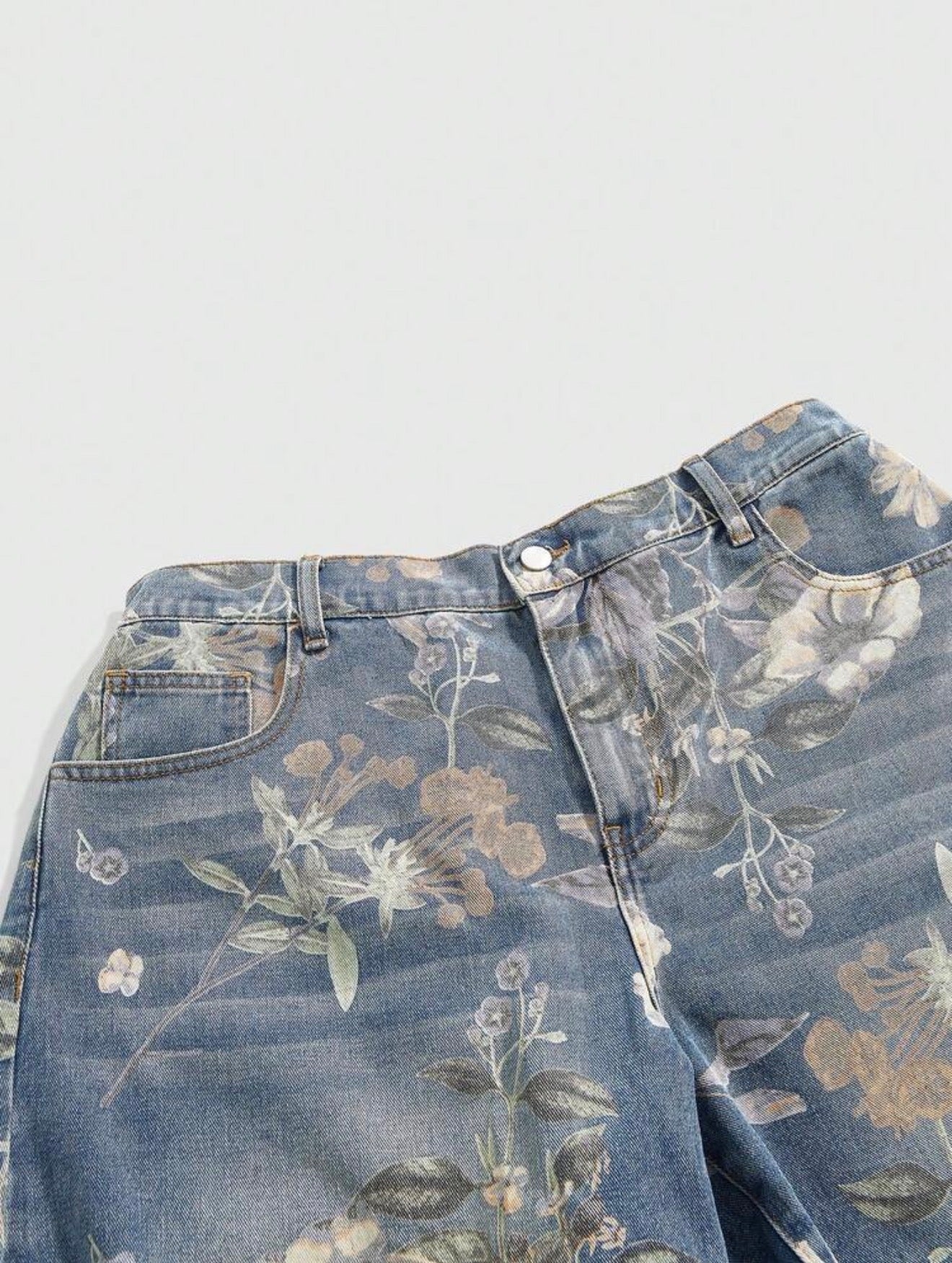 Floral Print Distressed Bermuda Shorts