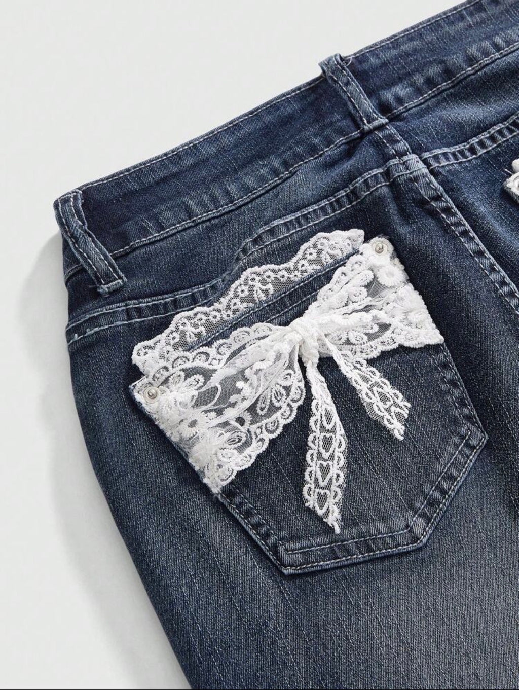 Lace Bow Flare Jeans