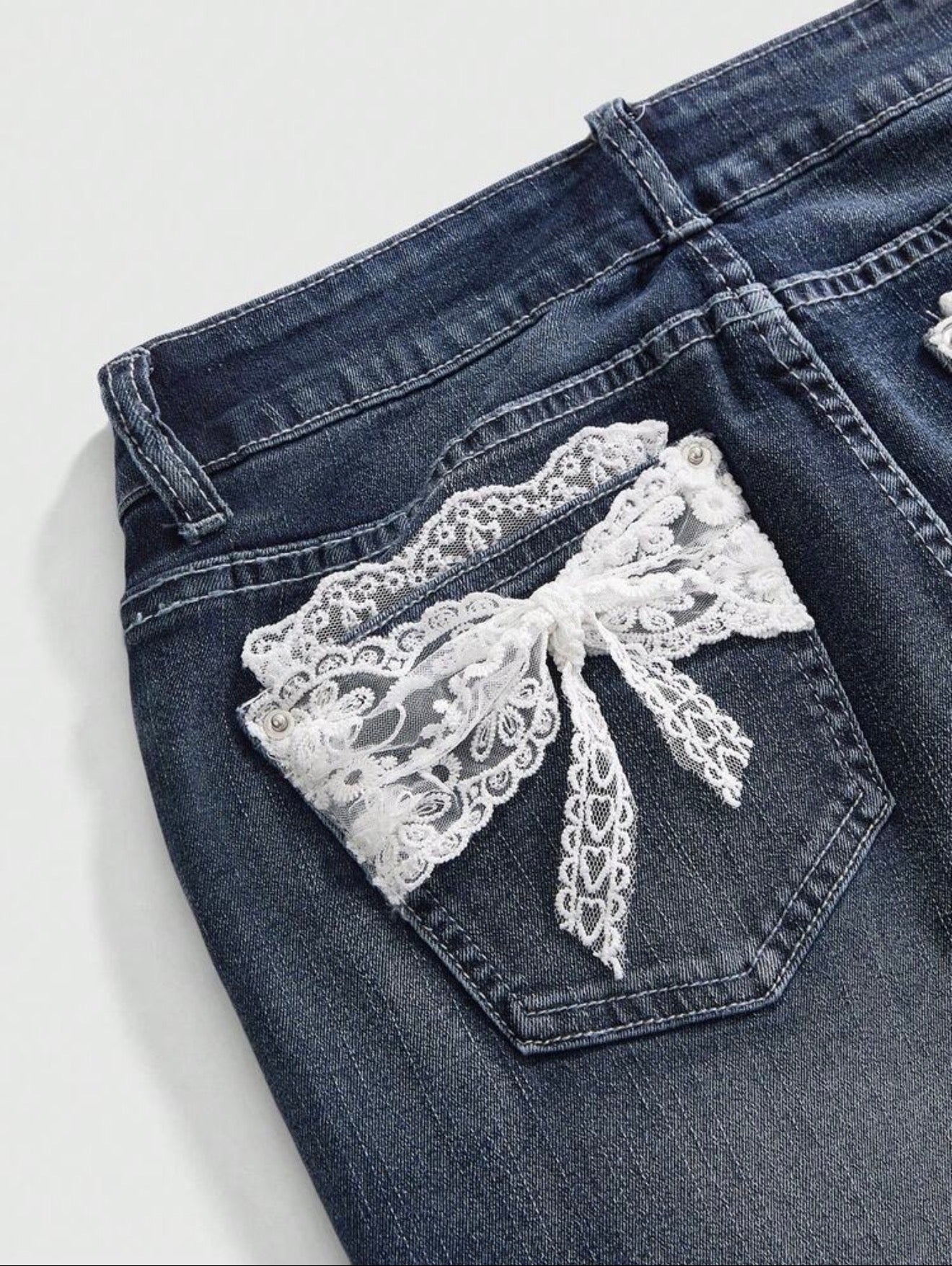 Lace Bow Flare Jeans