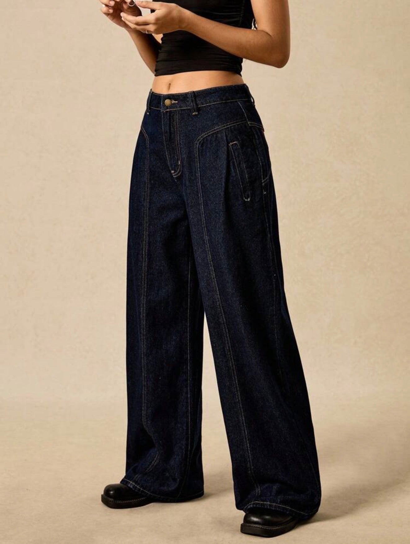 Star Patch Wide Leg Jeans