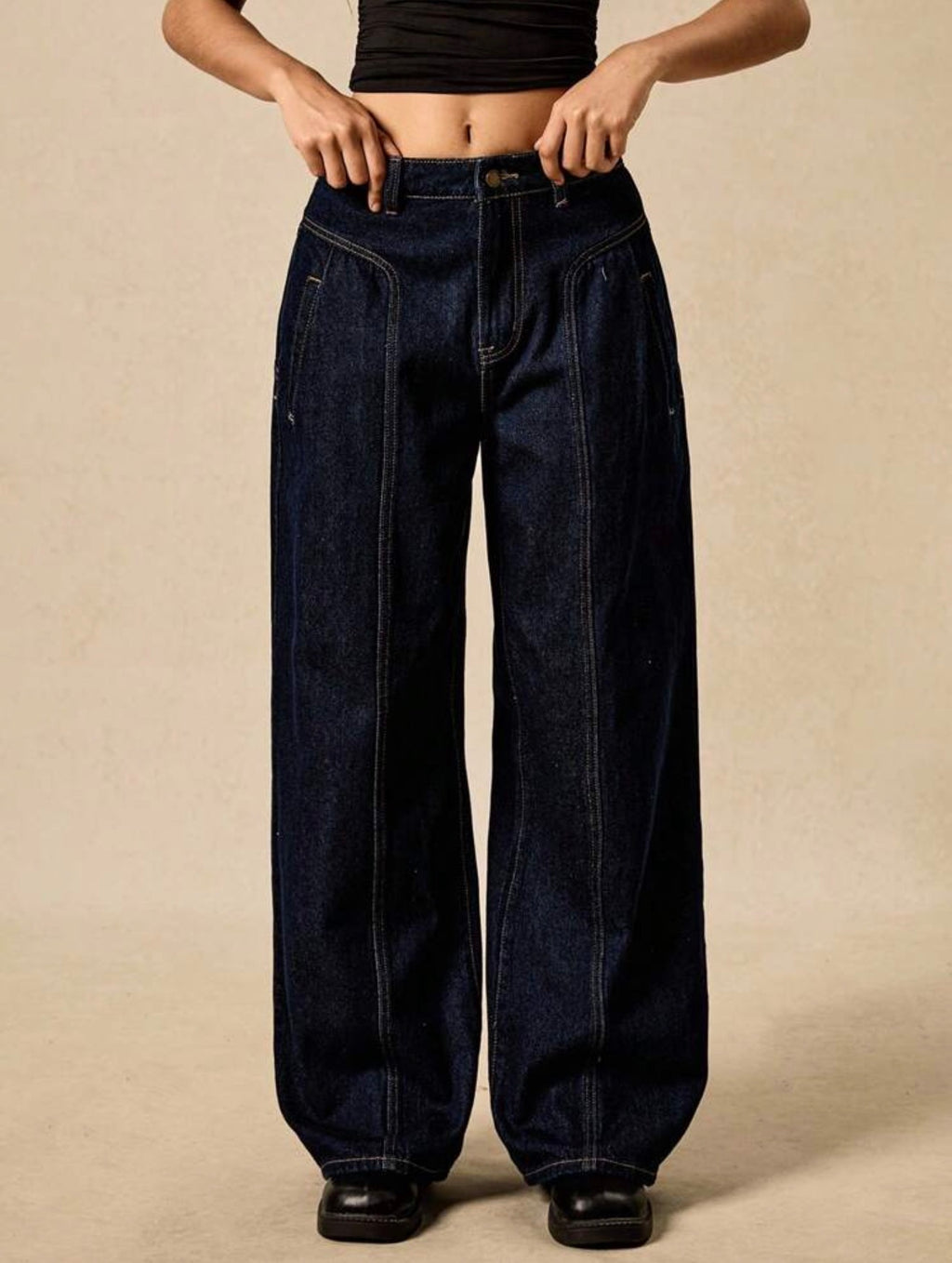 Star Patch Wide Leg Jeans
