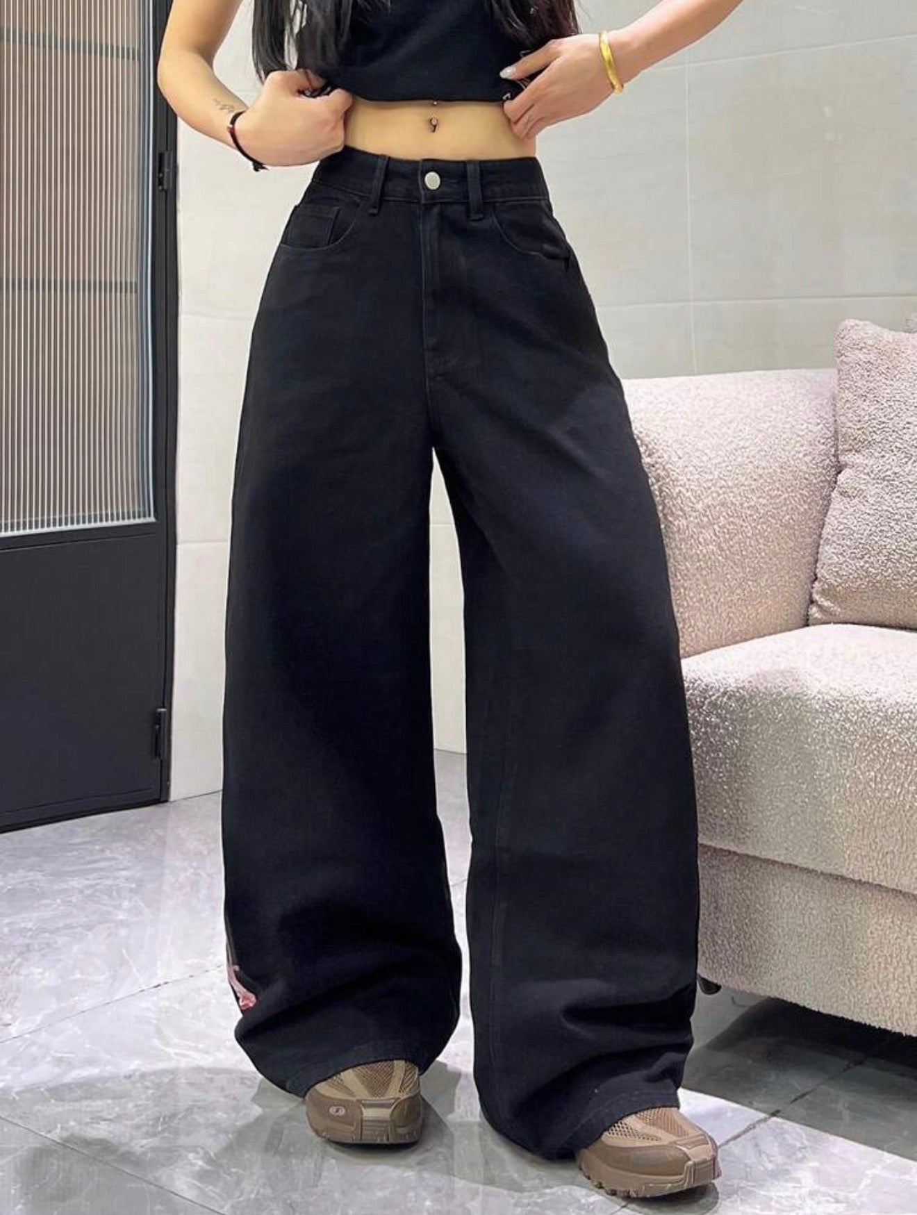Sakura Embroidery Denim