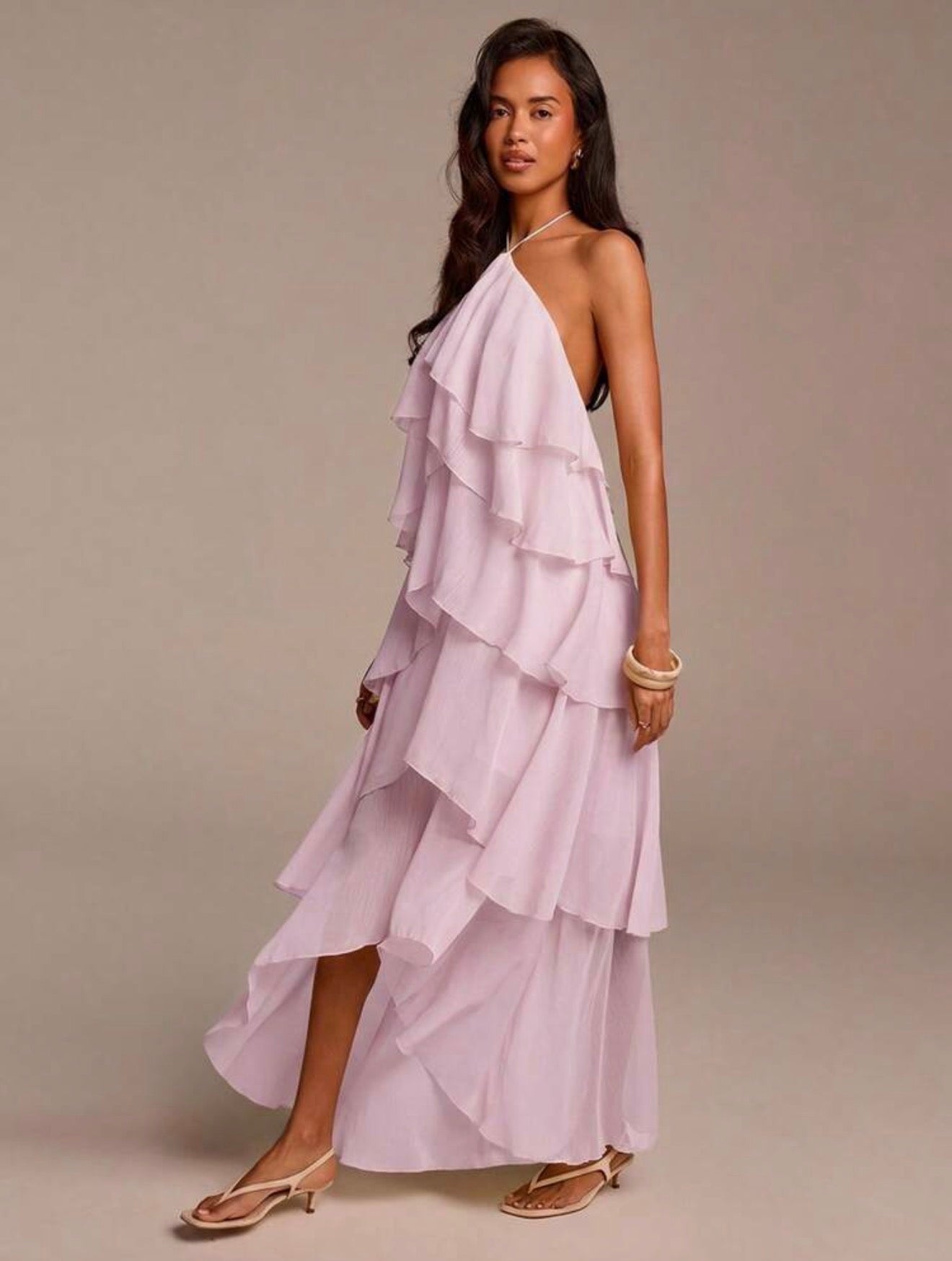 Waterfall Ruffle Maxi Dress