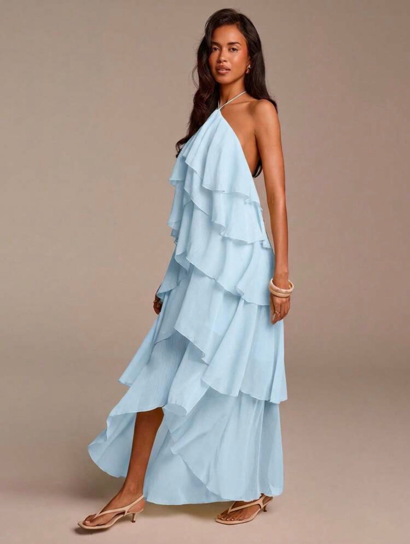 Waterfall Ruffle Maxi Dress