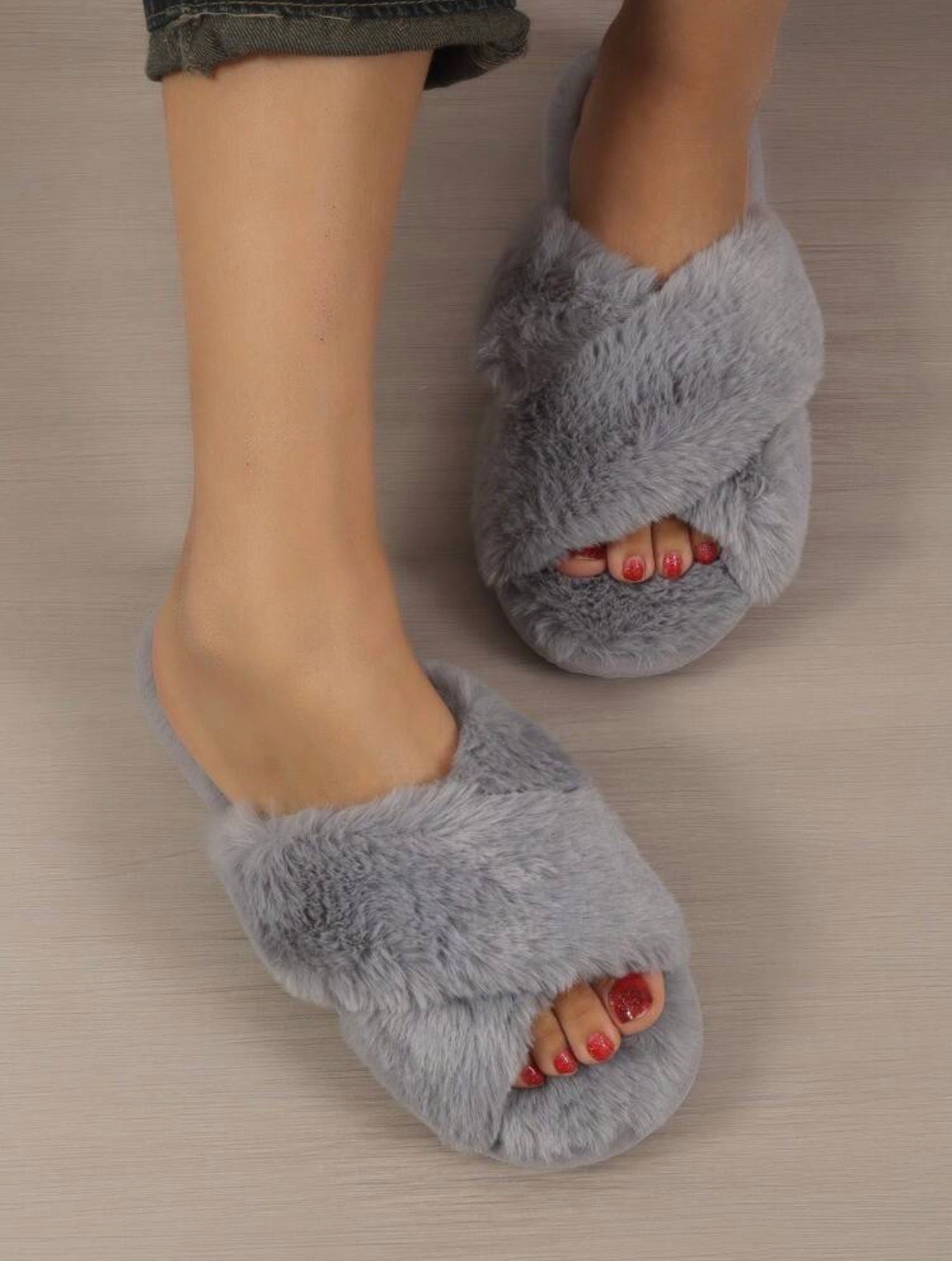 Cloud Cross Plush Slides