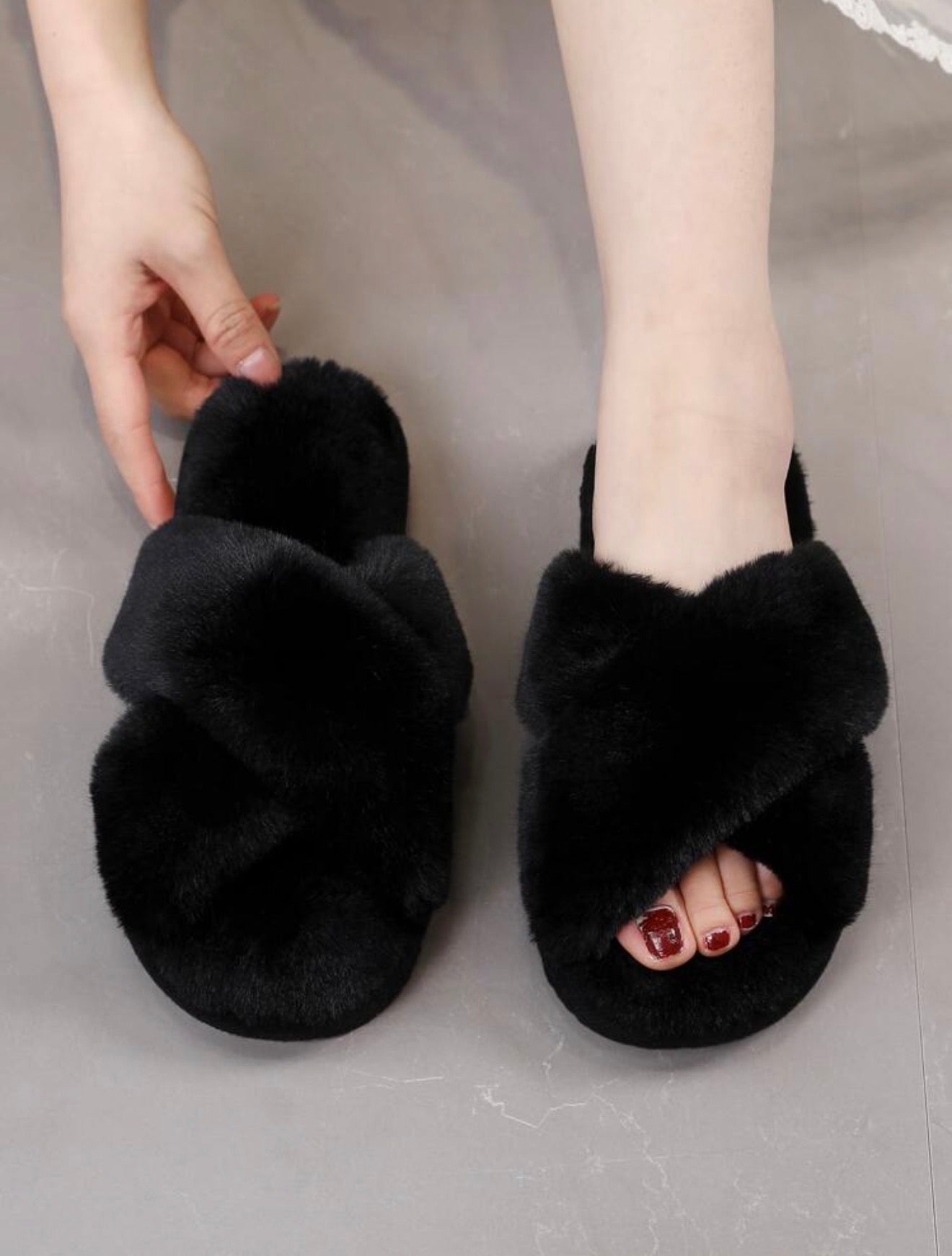 Cloud Cross Plush Slides
