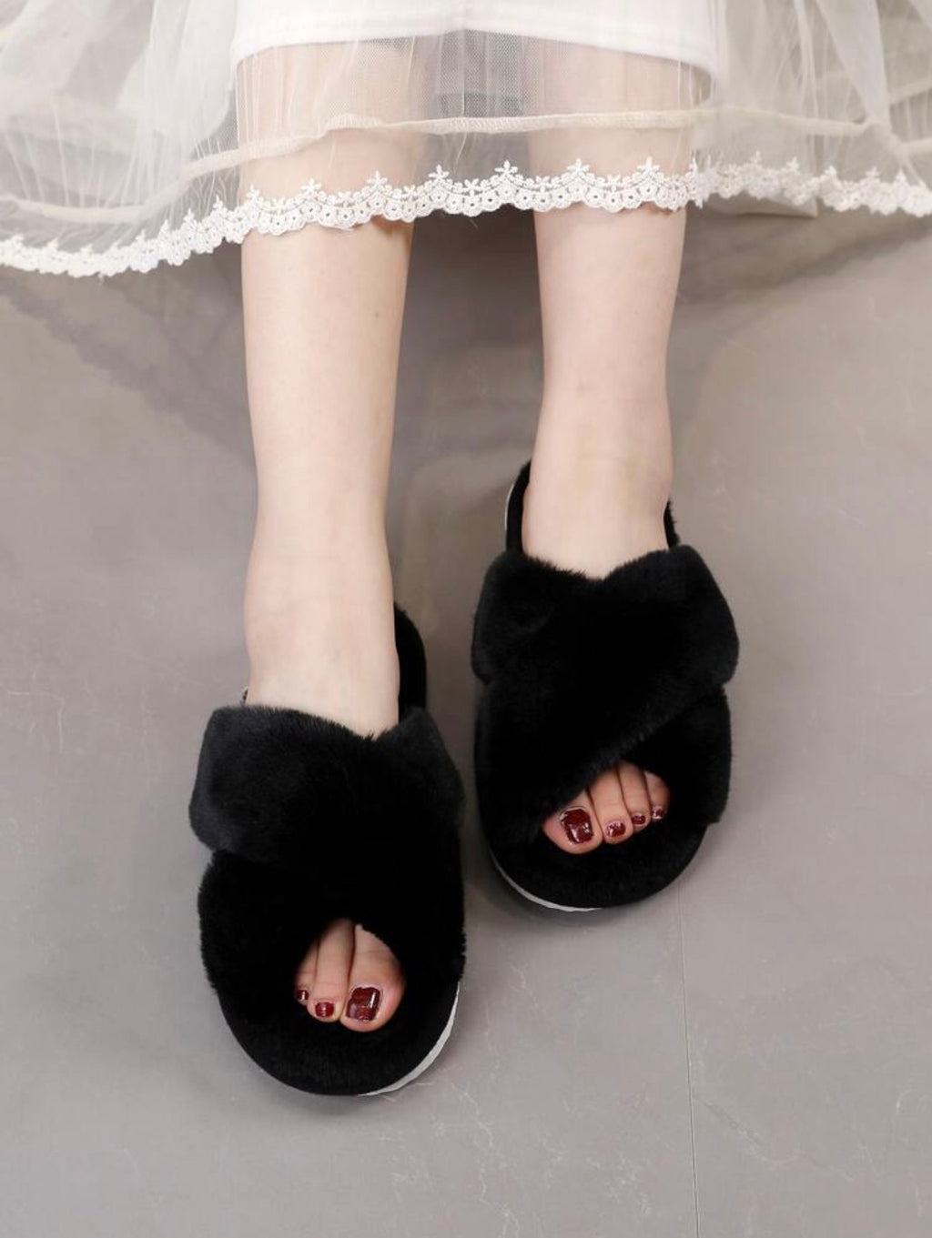 Cloud Cross Plush Slides