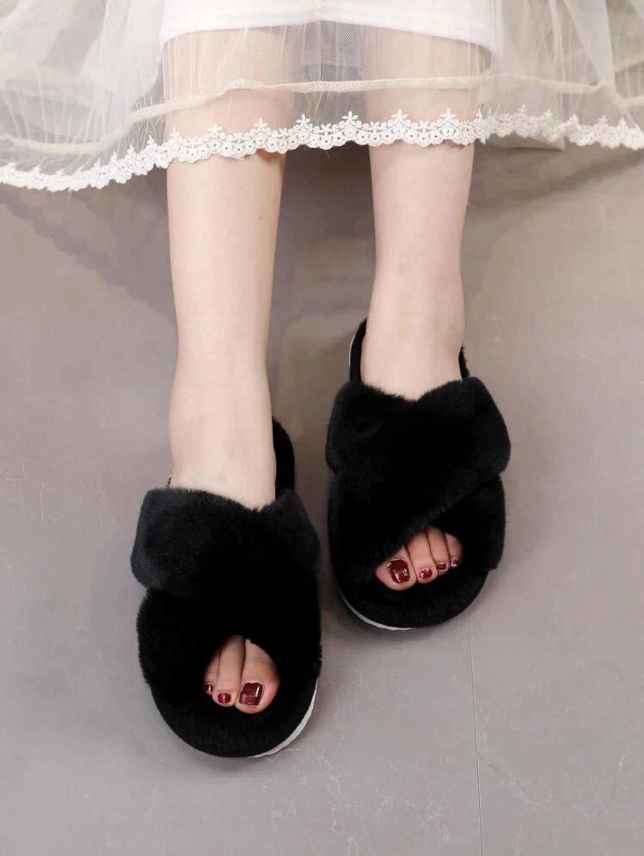 Cloud Cross Plush Slides