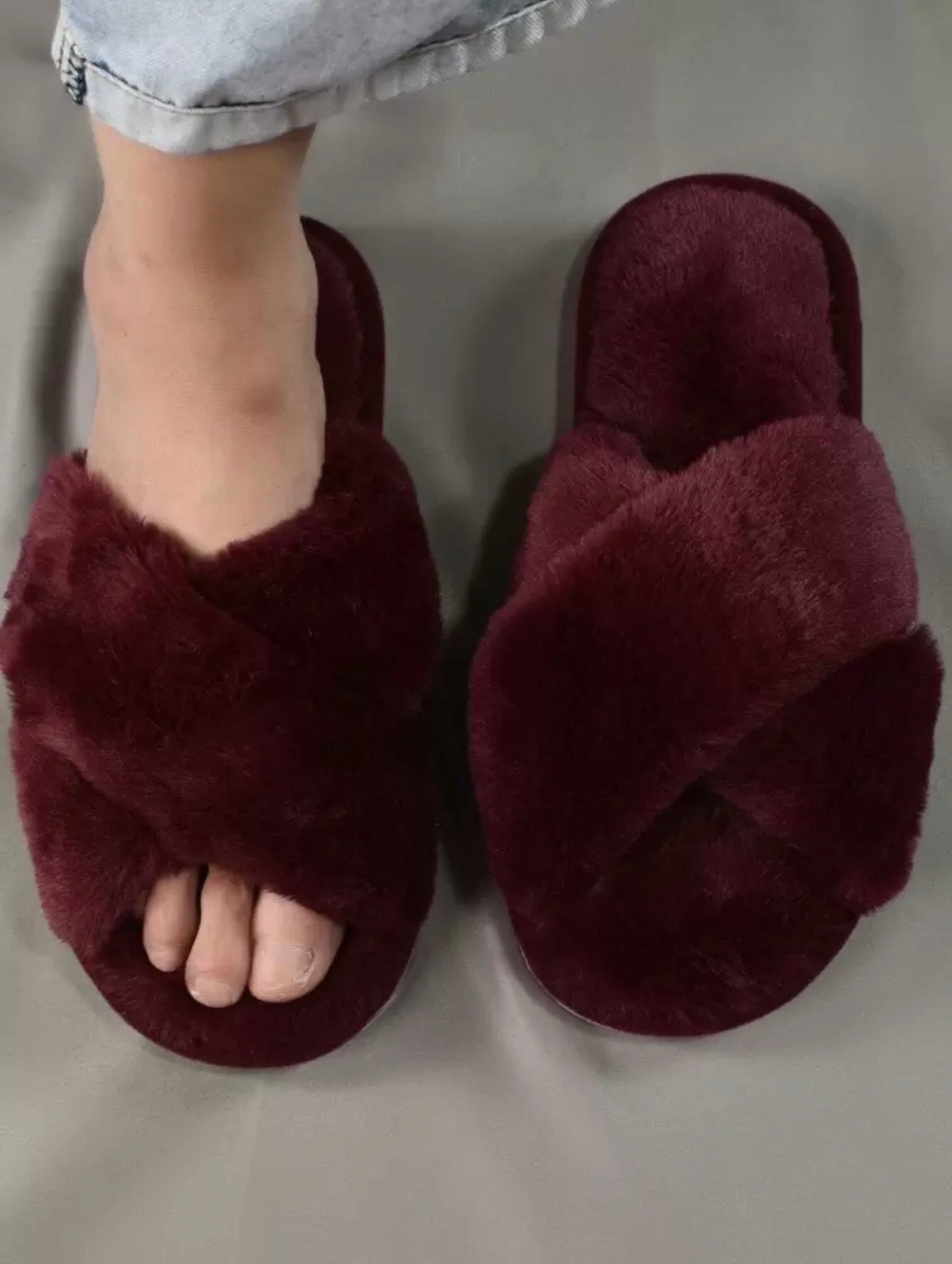 Cloud Cross Plush Slides