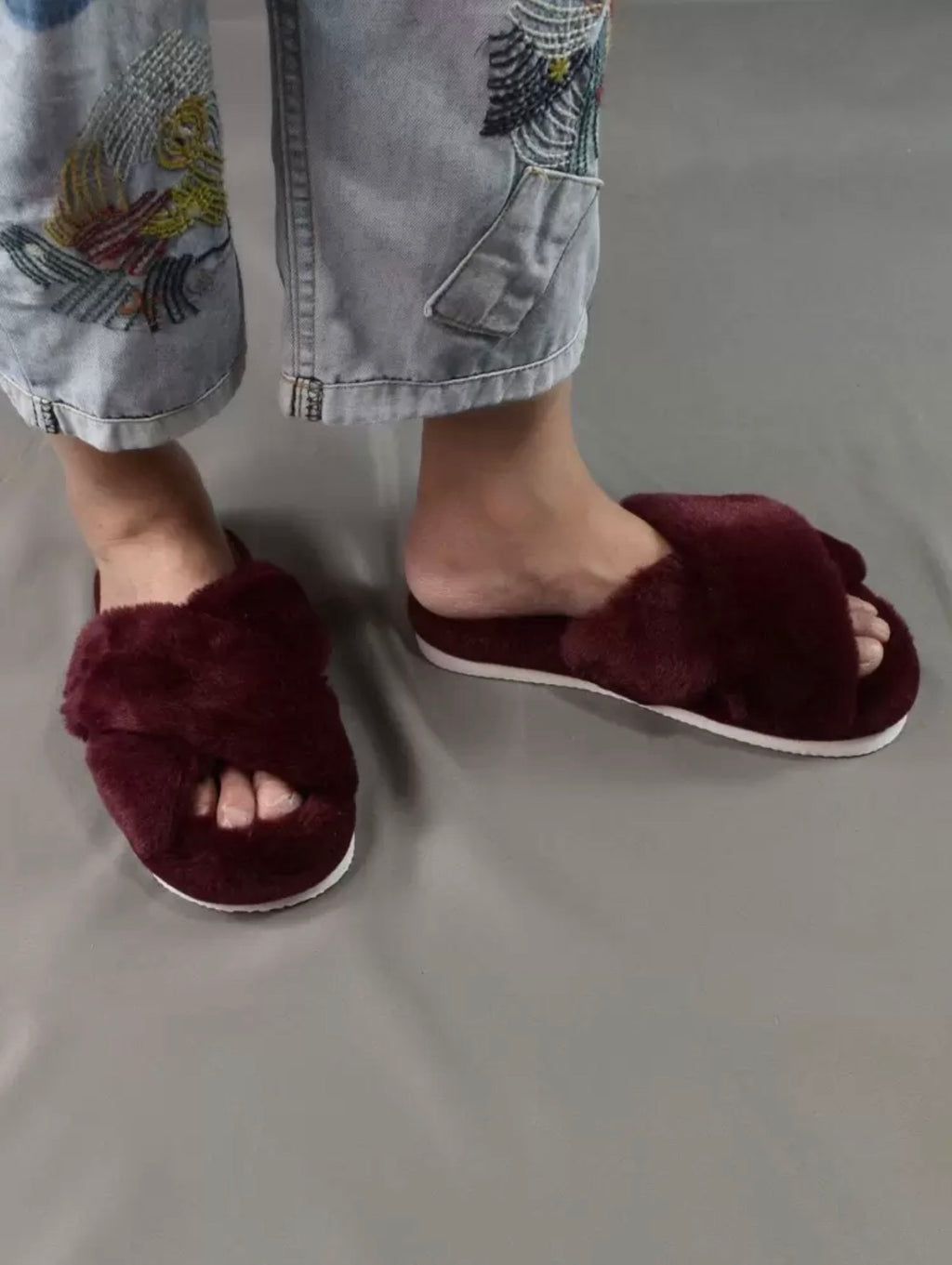 Cloud Cross Plush Slides