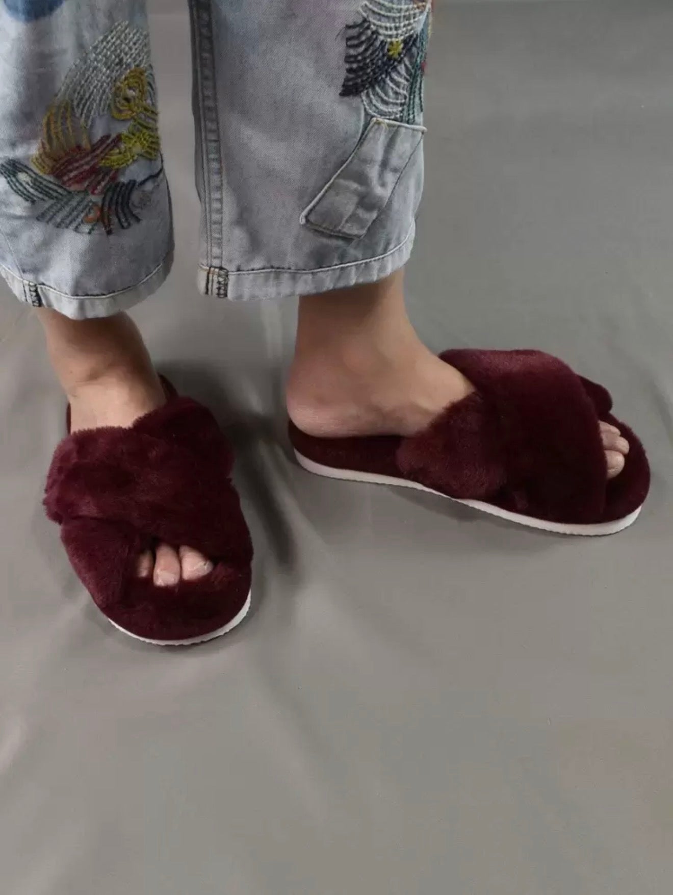 Cloud Cross Plush Slides