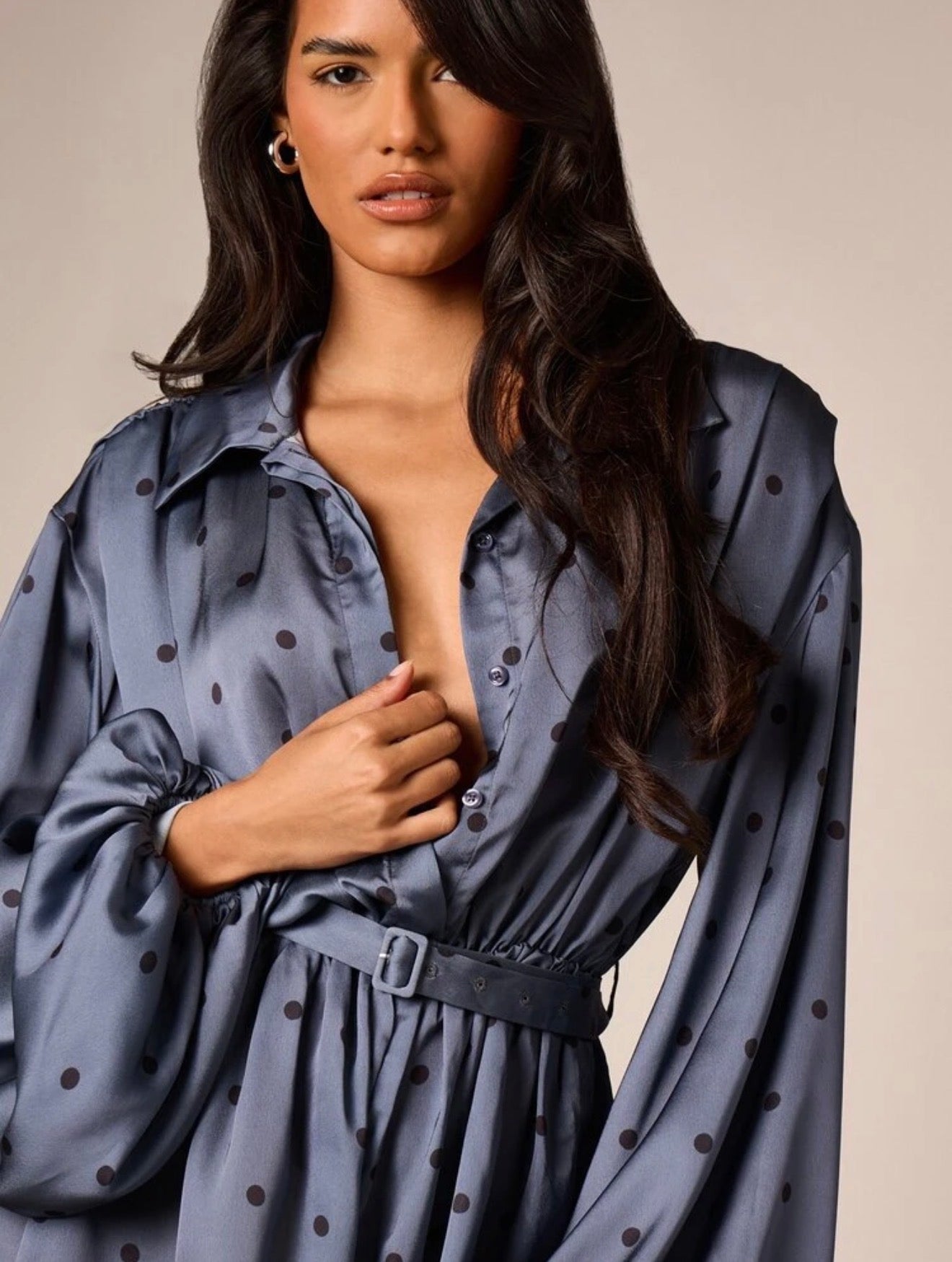 Midnight Polka Satin Romper