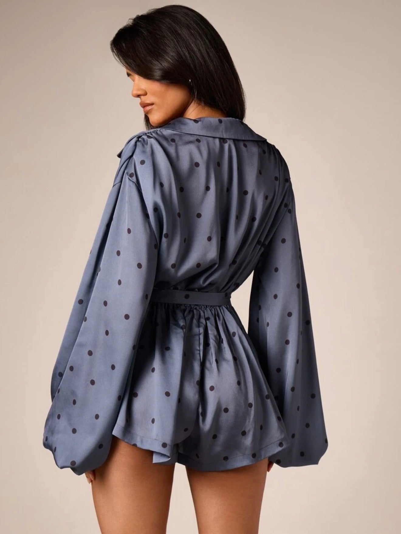 Midnight Polka Satin Romper