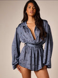Midnight Polka Satin Romper