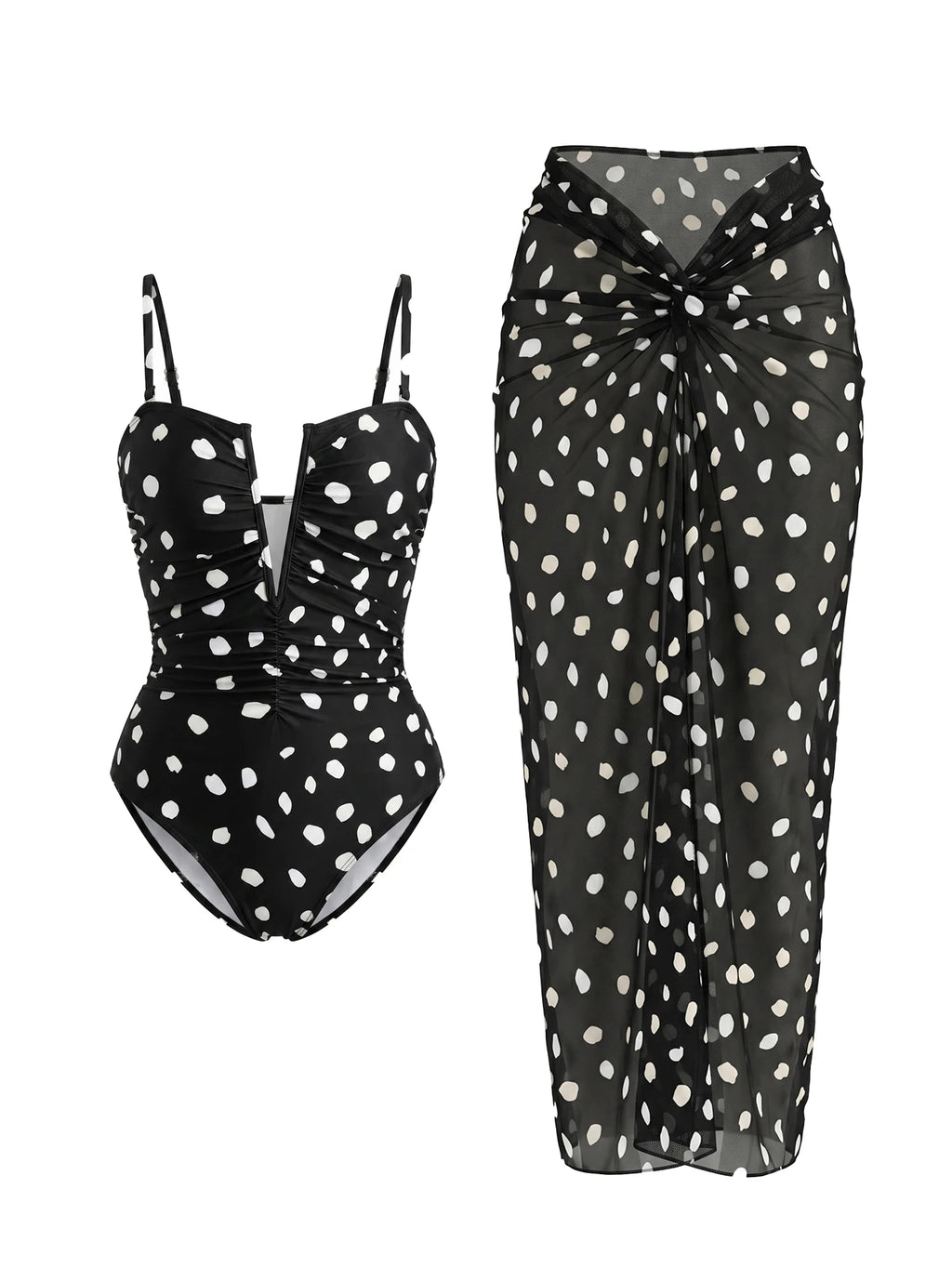 Polka Dot Ruched Swim Set