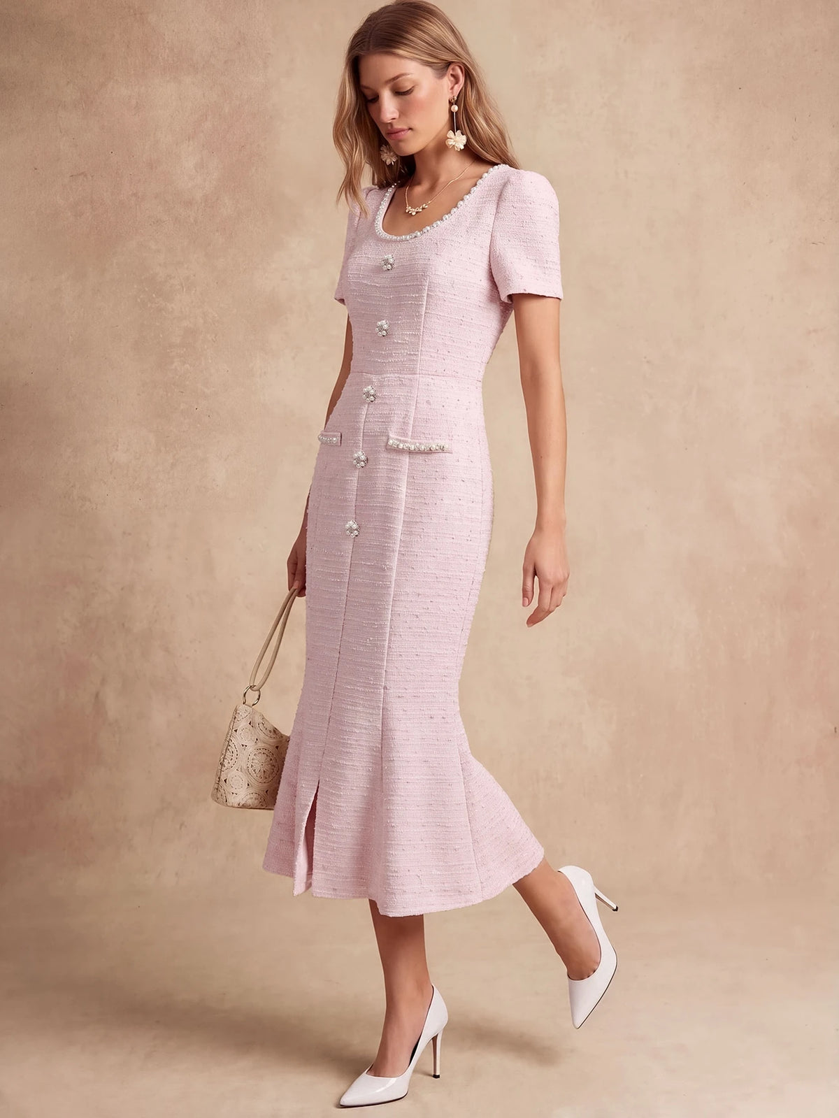 Celestine Pearl Tweed Dress