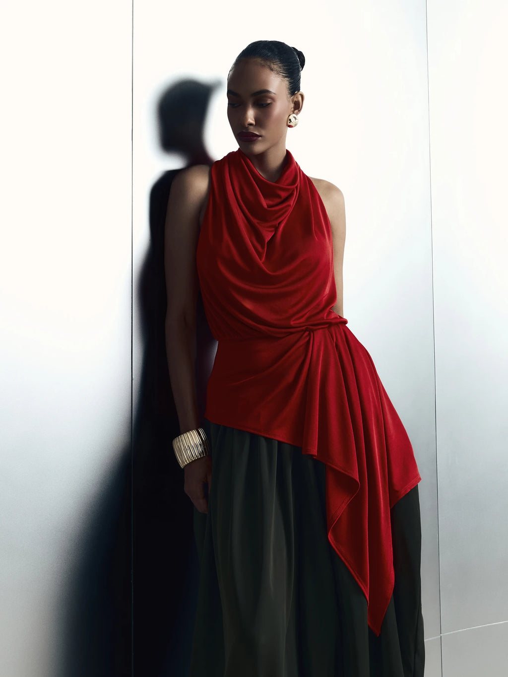 Scarlet Cowl Drape Top