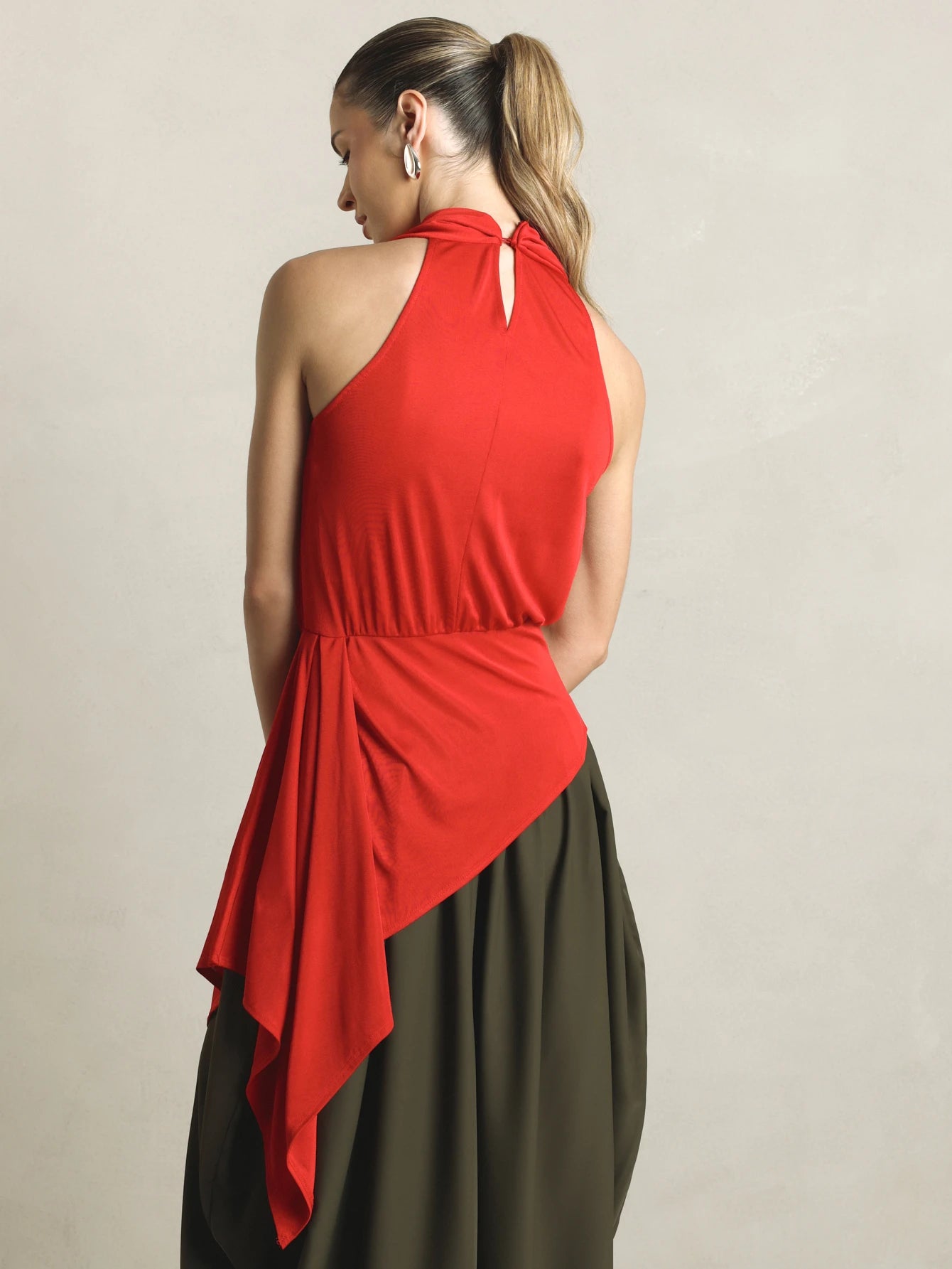 Scarlet Cowl Drape Top