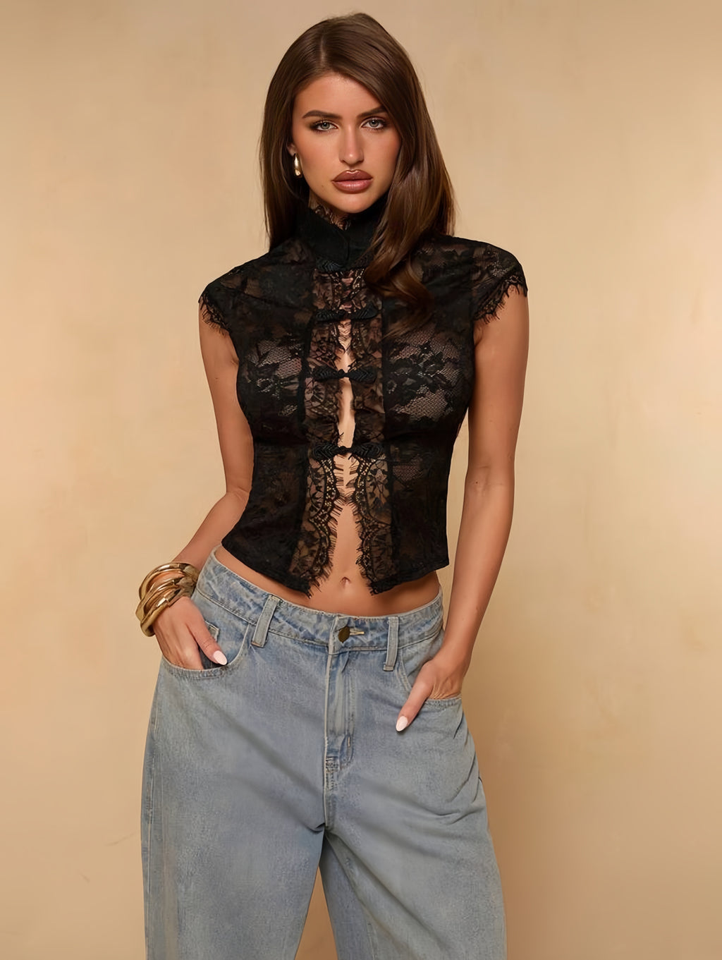 Noir Fleur Lace Top