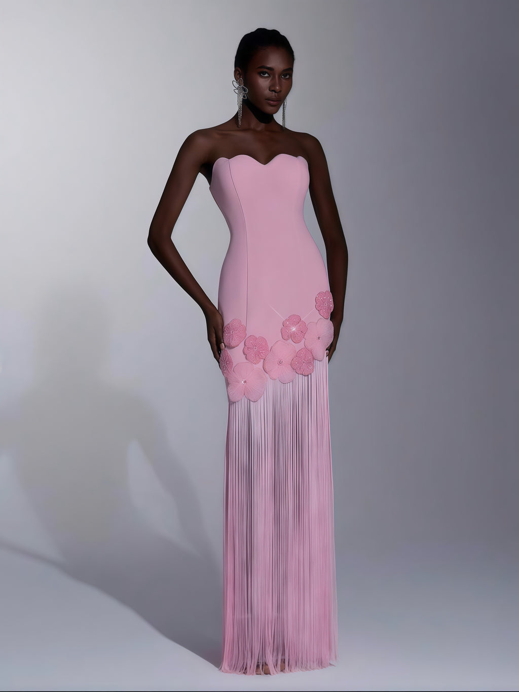 Blush Fleur Fringe Gown