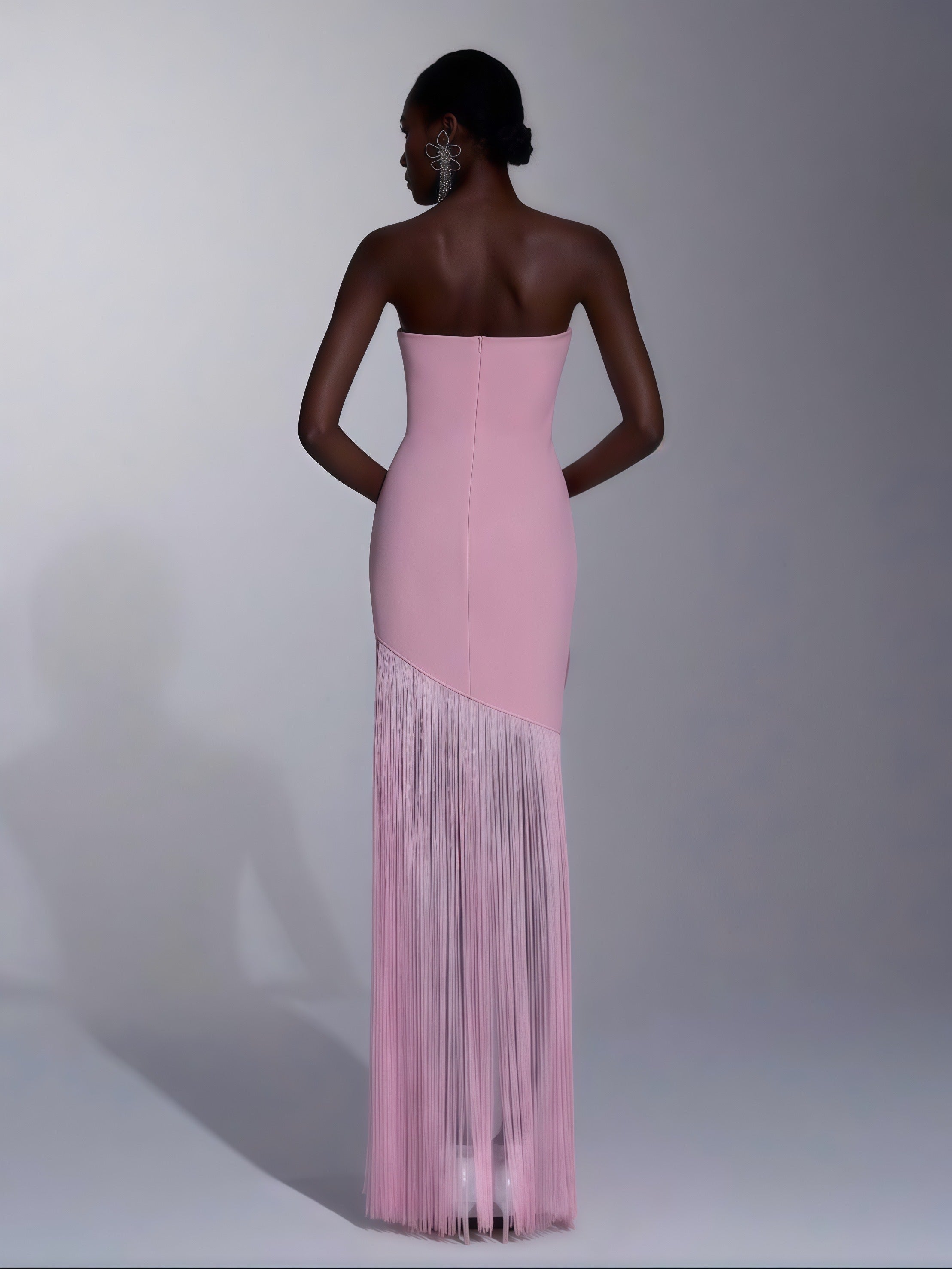 Blush Fleur Fringe Gown
