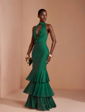 Emerald Muse Halter Gown