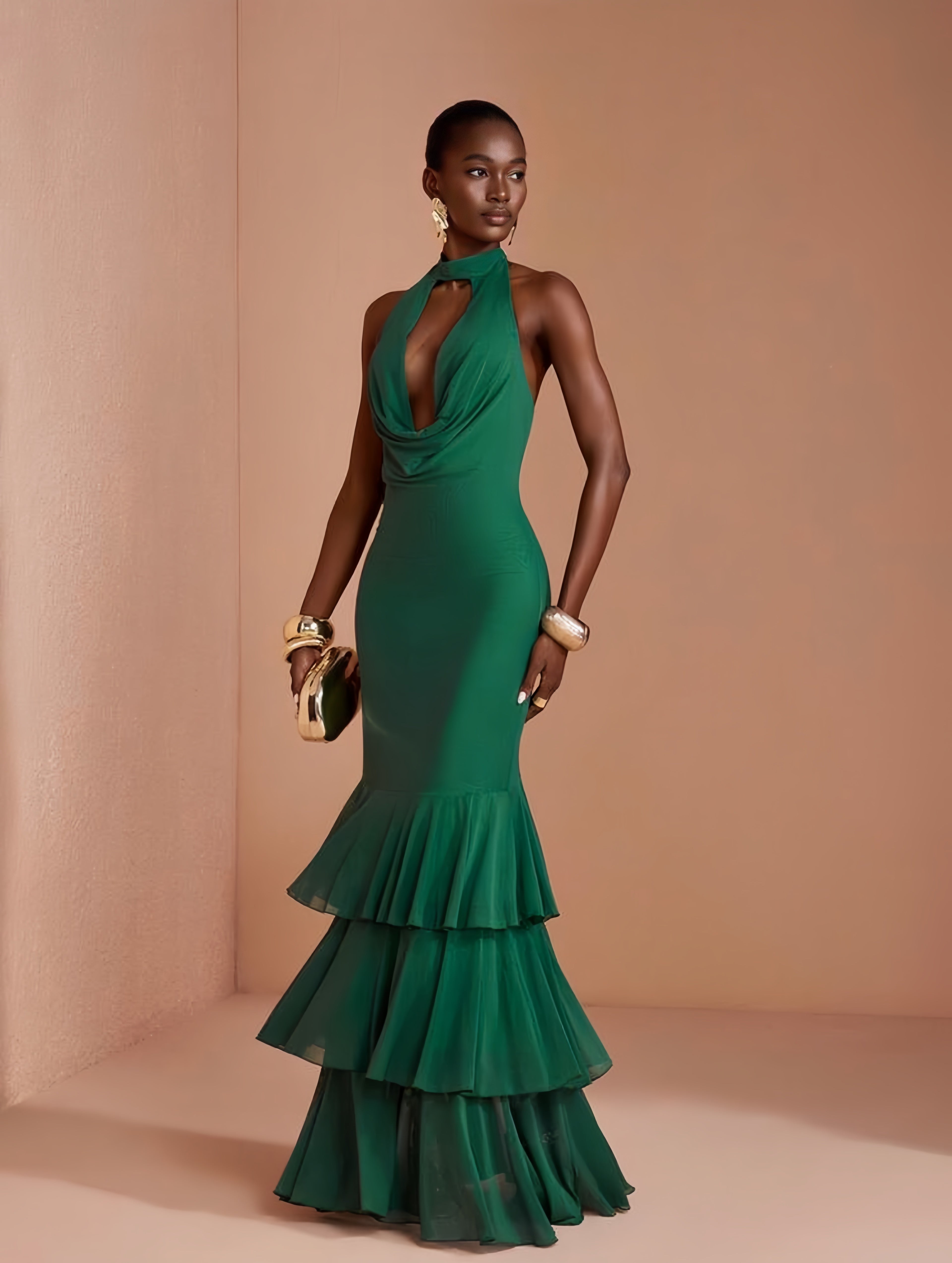 Emerald Muse Halter Gown