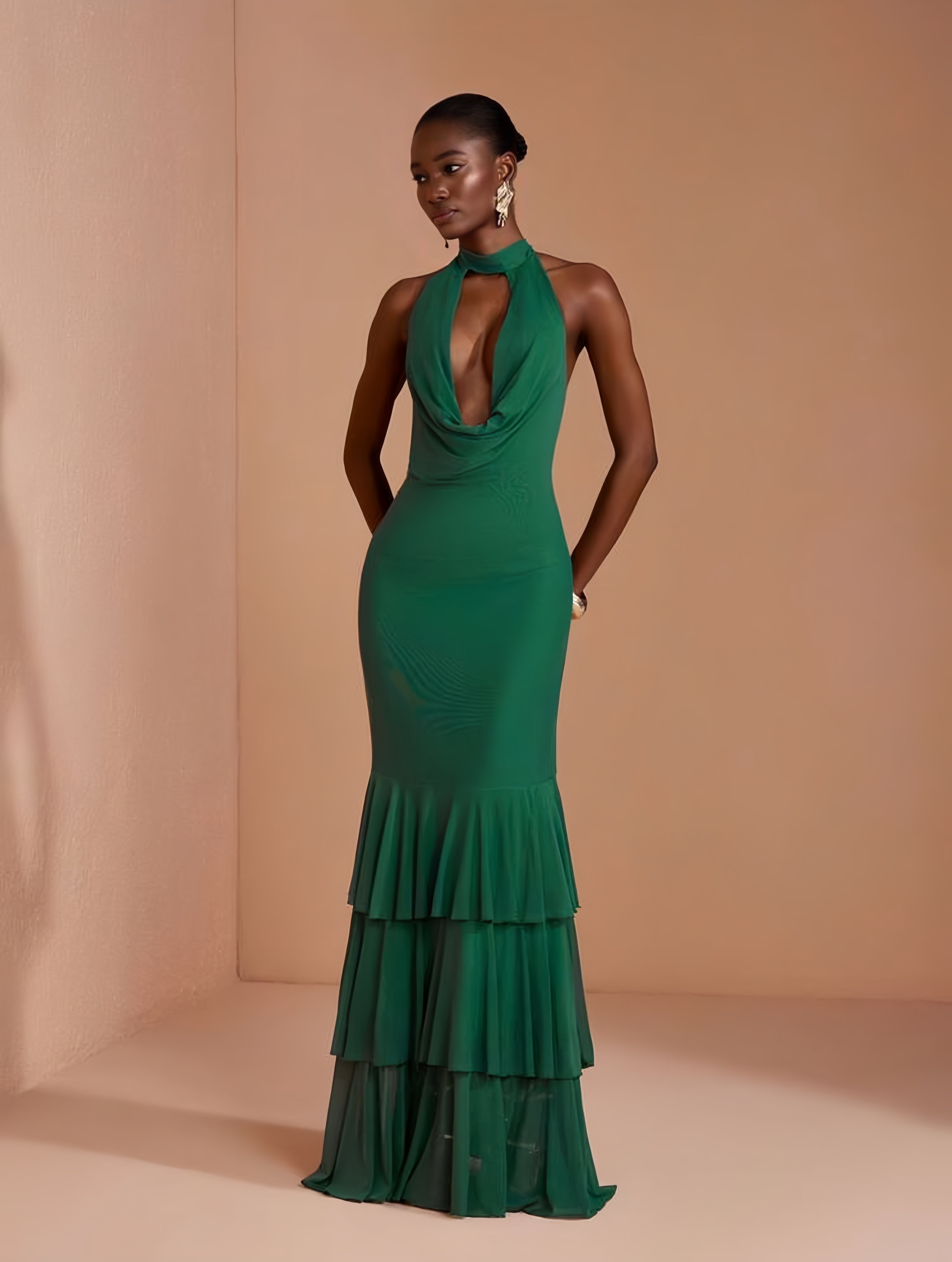 Emerald Muse Halter Gown